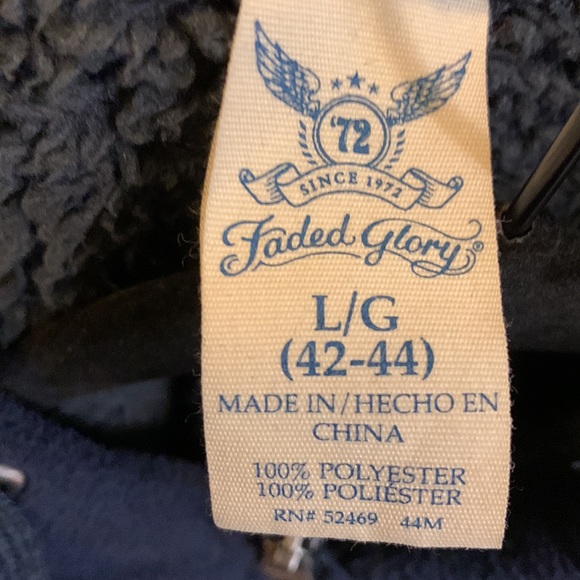 Winter Jacket Zip Up Hoodie Type Navy Blue 3Pockets - Picture 5 of 5